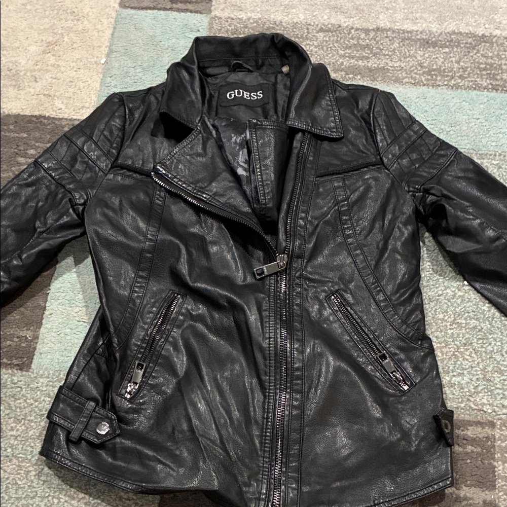 Guess Women's Charcoal Leather Jacket